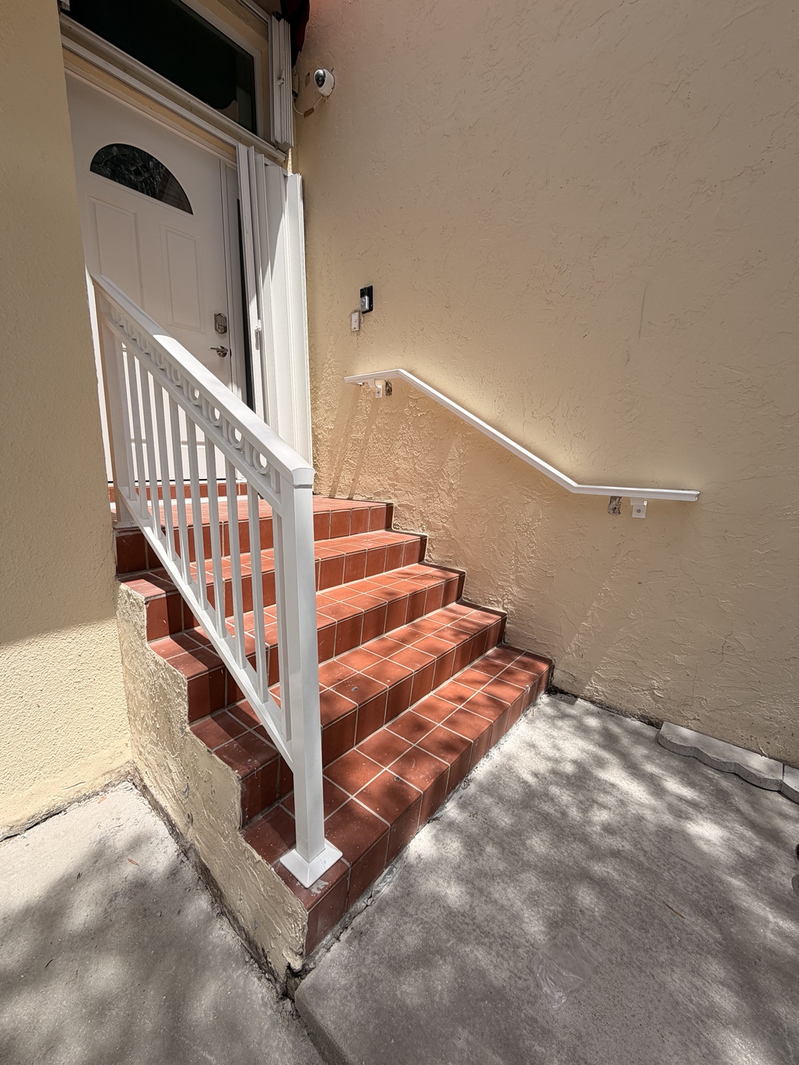 White custom stair railing and handrail