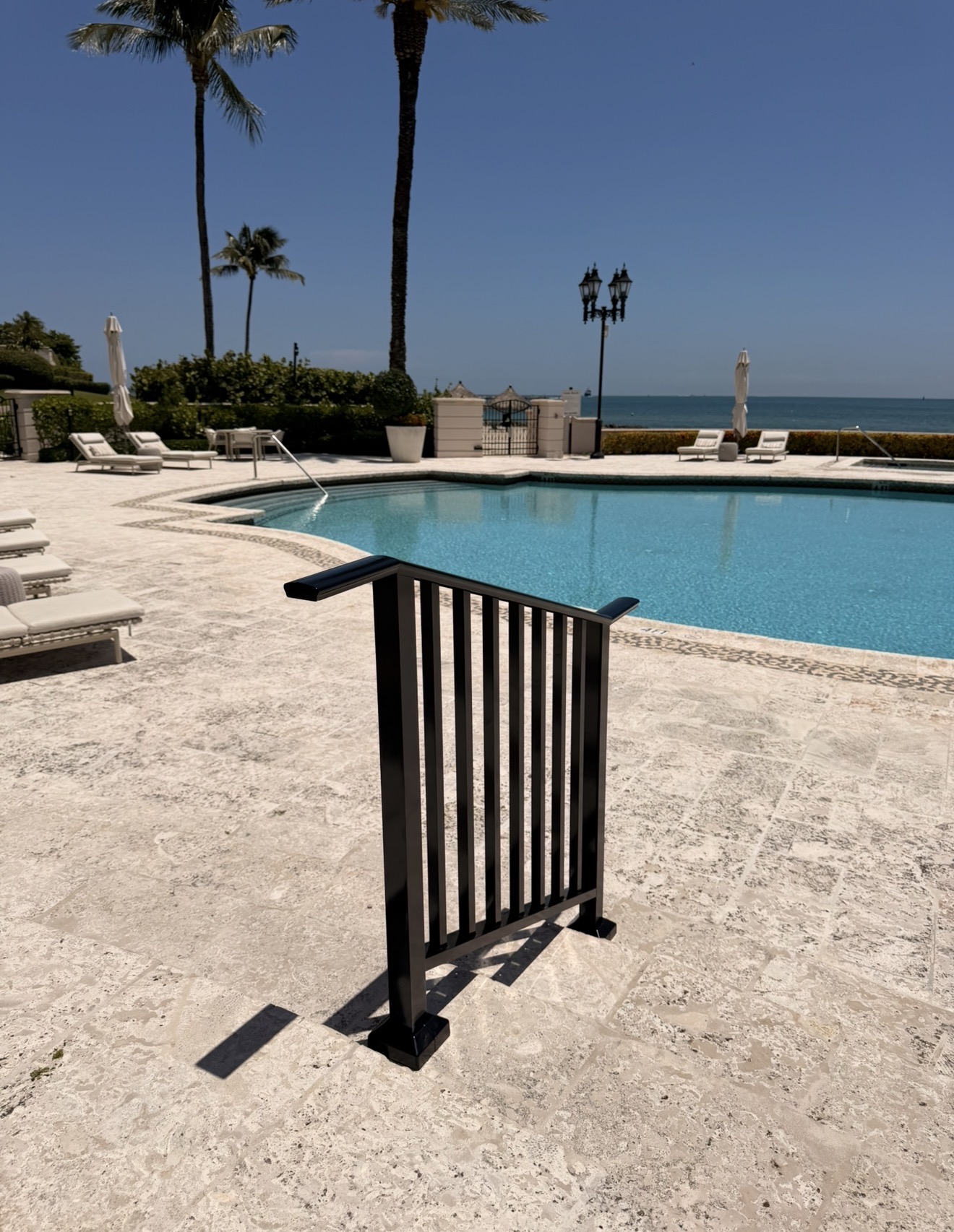 Black pool safety railing
