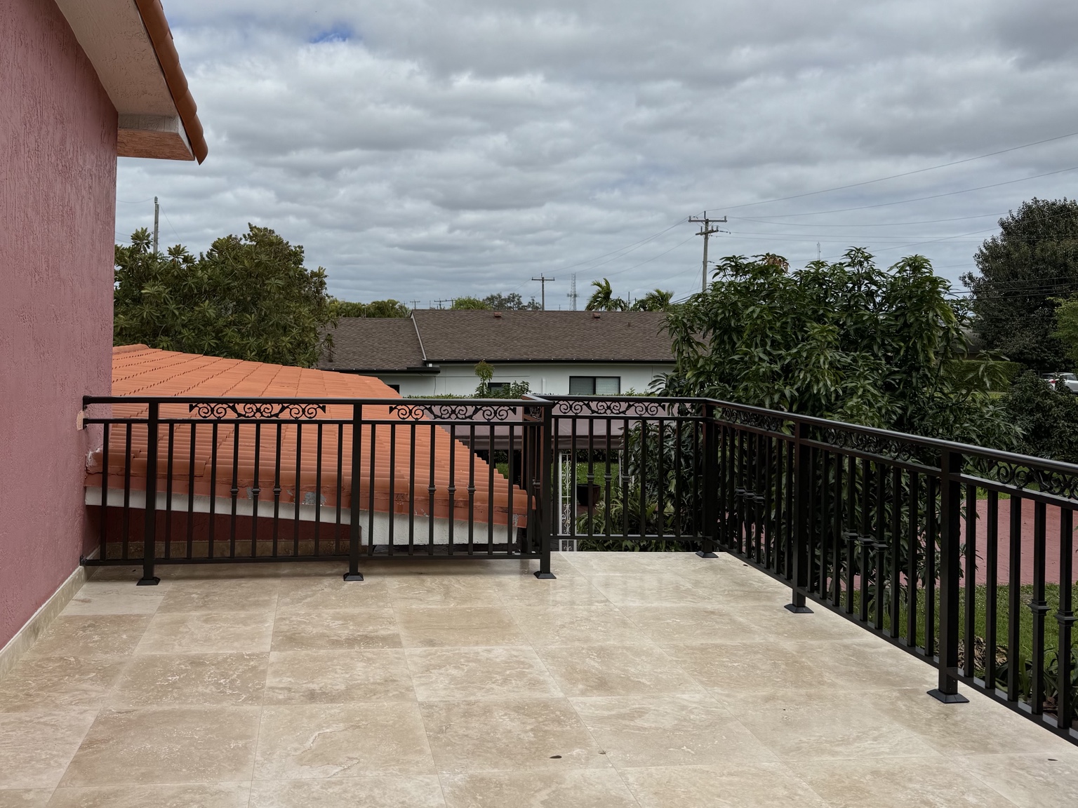Decorative black terrace railing