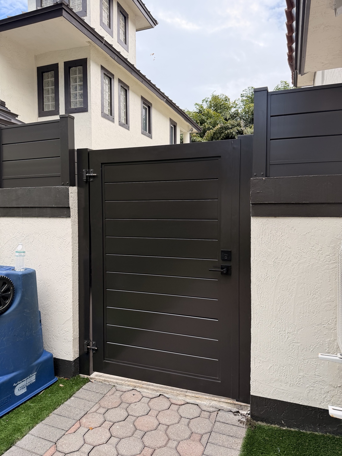 Custom pedestrian gate with keypad entry